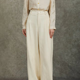 Famecoco 100% Cotton Wide-Leg Corduroy Pants