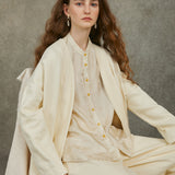 Famecoco 100% Cotton Collarless Long Coat
