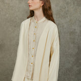 Famecoco 100% Cotton Collarless Long Coat