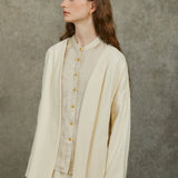 Famecoco 100% Cotton Collarless Long Coat