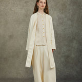 Famecoco 100% Cotton Collarless Long Coat
