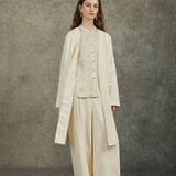 Famecoco 100% Cotton Collarless Long Coat
