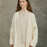 Famecoco 100% Cotton Collarless Long Coat