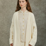 Famecoco 100% Cotton Collarless Long Coat