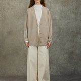 Famecoco Artistic Wool-Blend Knit Cardigan