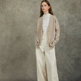 Famecoco Artistic Wool-Blend Knit Cardigan