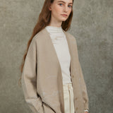 Famecoco Artistic Wool-Blend Knit Cardigan