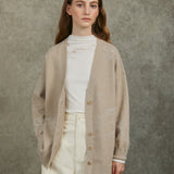 Famecoco Artistic Wool-Blend Knit Cardigan