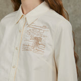 Famecoco Long-Sleeve Shirt with Embroidered Graphic