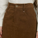 Famecoco 100% Cotton High-Waist Straight Skirt