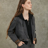Famecoco Washed Denim Blazer & Skirt Set