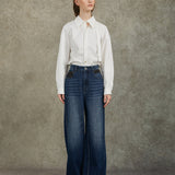 Famecoco 100% Cotton Vintage High-Waist Straight Jeans