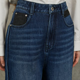 Famecoco 100% Cotton Vintage High-Waist Straight Jeans