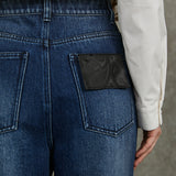 Famecoco 100% Cotton Vintage High-Waist Straight Jeans