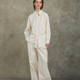 Famecoco Embroidered High-Waist Wide-Leg Pants