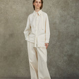 Famecoco Embroidered High-Waist Wide-Leg Pants