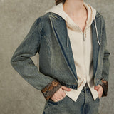 Famecoco Washed Denim Blazer & Skirt Set