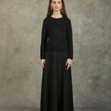 Famecoco Elegant Organza-Trimmed Pullover Sweater