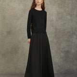 Famecoco Elegant Organza-Trimmed Pullover Sweater