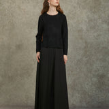 Famecoco Elegant Organza-Trimmed Pullover Sweater