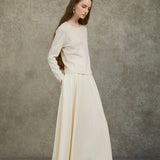 Famecoco Elegant Organza-Trimmed Pullover Sweater
