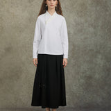 Famecoco Vintage Cross-Collar Jacquard Top