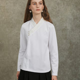 Famecoco Vintage Cross-Collar Jacquard Top