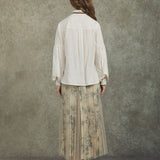 Famecoco Bow‑Tie Blouse with Balloon Sleeves