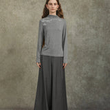 Famecoco Ink Landscape Mock Neck Base Layer Top
