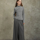 Famecoco Ink Landscape Mock Neck Base Layer Top