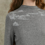 Famecoco Ink Landscape Mock Neck Base Layer Top