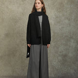 Famecoco Artistic Wool-Blend Knit Cardigan
