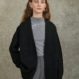 Famecoco Artistic Wool-Blend Knit Cardigan