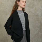 Famecoco Artistic Wool-Blend Knit Cardigan