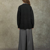 Famecoco Artistic Wool-Blend Knit Cardigan