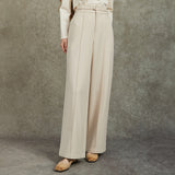 Famecoco Relaxed Straight‑Leg Belted Pants