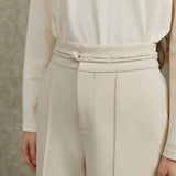 Famecoco Relaxed Straight‑Leg Belted Pants