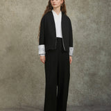 Famecoco Relaxed Straight‑Leg Belted Pants