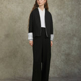 Famecoco Relaxed Straight‑Leg Belted Pants