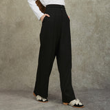Famecoco Relaxed Straight‑Leg Belted Pants