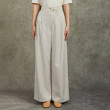 Famecoco Wide‑Leg Pants with Button Detail