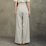 Famecoco Wide‑Leg Pants with Button Detail