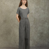Famecoco Washed 100% Cotton Straight-Leg Pants