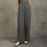 Famecoco Washed 100% Cotton Straight-Leg Pants