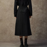 Famecoco Oriental Jacquard Pleated H-Line Skirt