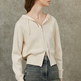Famecoco Cinched Waist Knit Hoodie