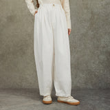 Famecoco 100% Cotton Wide-Leg Pants