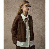 Famecoco Gold-Thread Wool Blend V-Neck Cardigan