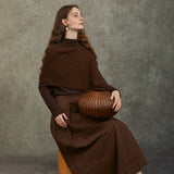 Famecoco Artistic Wool Knit Pullover with Half-Skirt Set