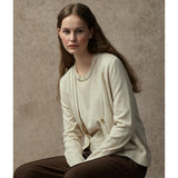 Famecoco Beaded V-Neck Wool Blend Cardigan